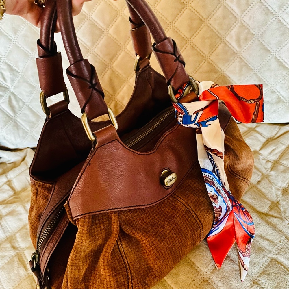 Cole Haan Y2K Distressed Suede & Calfskin Leather Satchel